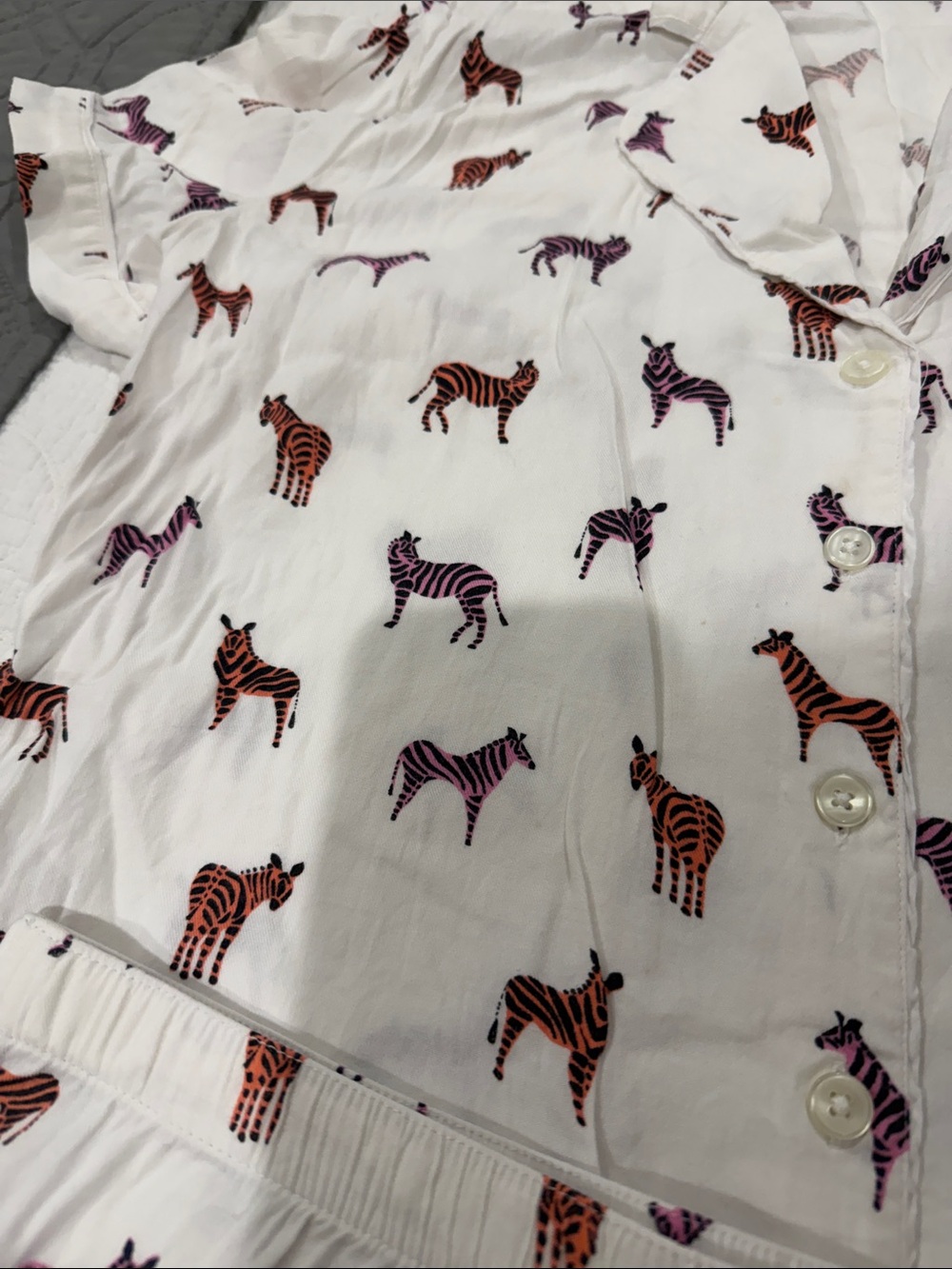 LOFT White Short Sleeve Zebra Print Pajama Set - Picture 3 of 4